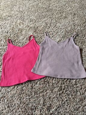Old Navy Ribbed V-Neck Spaghetti Strap Tank  red & Taupe